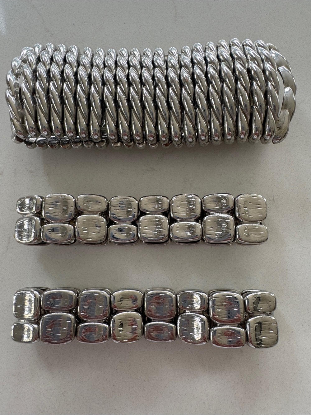 Silver-Tone Stretch Bracelets Set of 3. NWOT